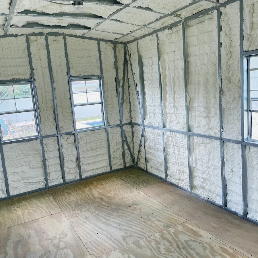 Closed-cell spray foam insulation applied to wall cavities in a residential project in Las Vegas